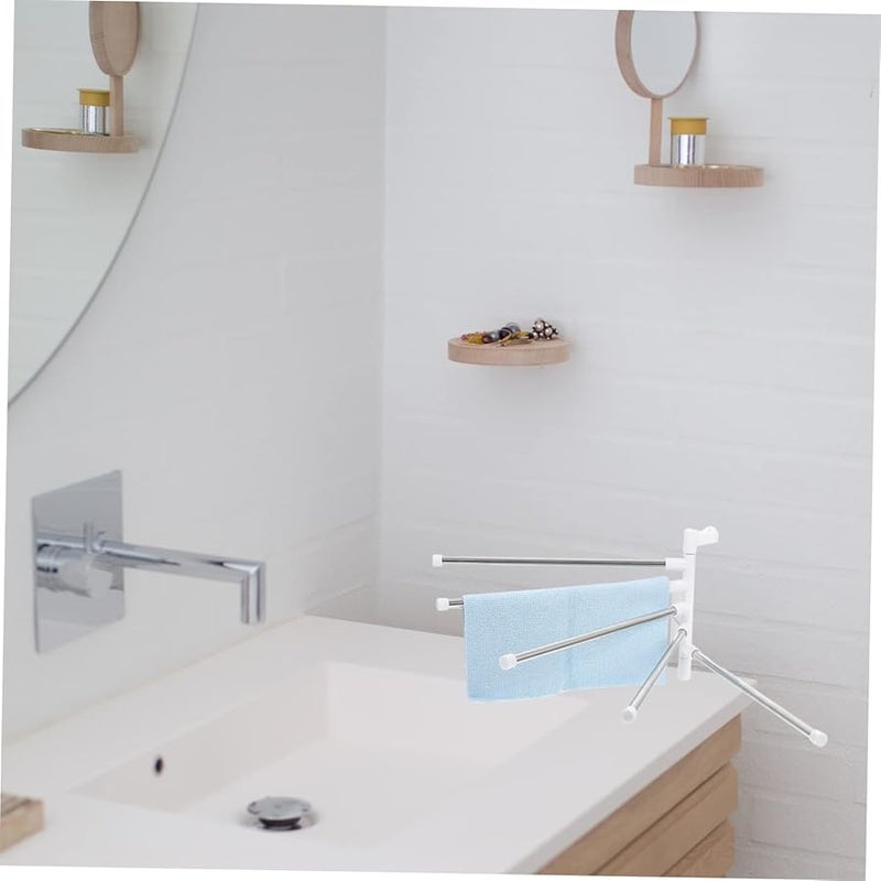 Stainless Steel Rotating Towel Rack Wall Mounted Swivel Bar Holder with Shelf - Image 2